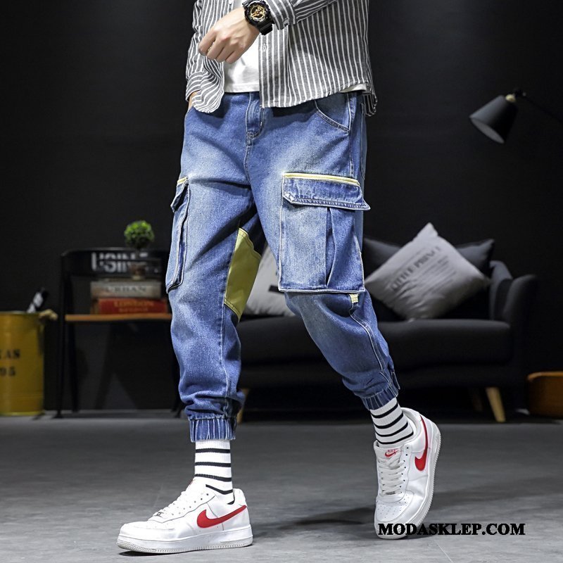 Męskie Jeansy Tanie Slim Fit Harlan Tendencja Mały Szerokie Niebieski Jasny