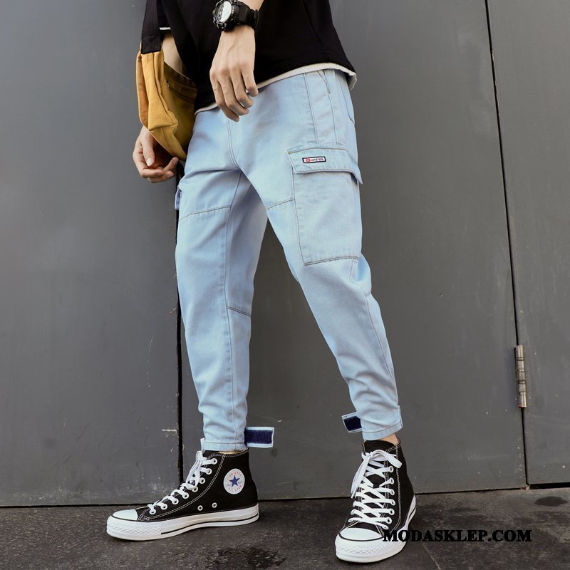 Męskie Jeansy Tanie Slim Fit Harlan Tendencja Mały Szerokie Niebieski Jasny