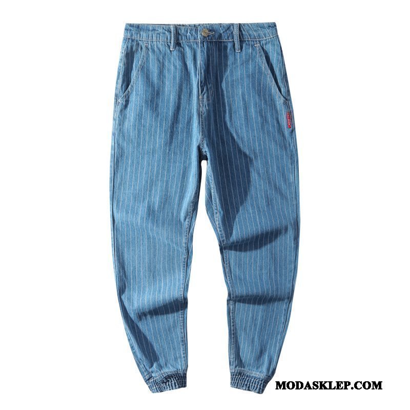 Męskie Jeansy Tanie Slim Fit Wiosna Tendencja Casualowe Spodnie Mały Niebieski