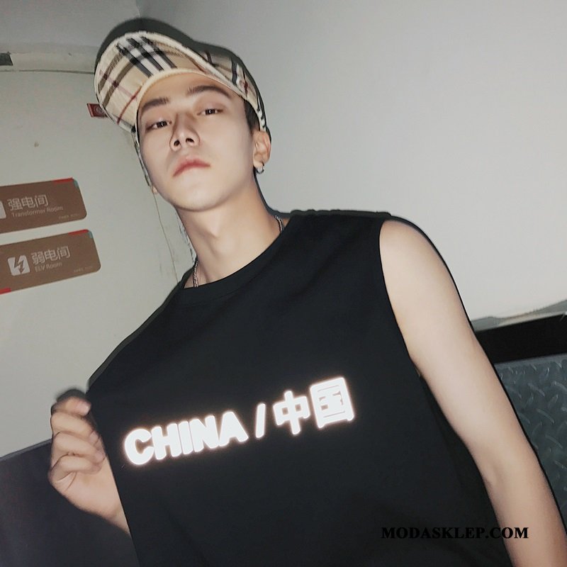 Męskie Kamizelka Tanie Podkoszulek Modna Marka Cienkie T-shirt Rękawy Czerwony
