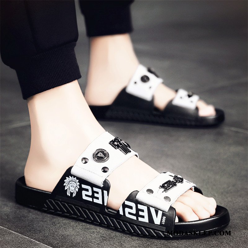 Męskie Kapcie Kup Męska Plażowe Tendencja Skóra Buty Biały