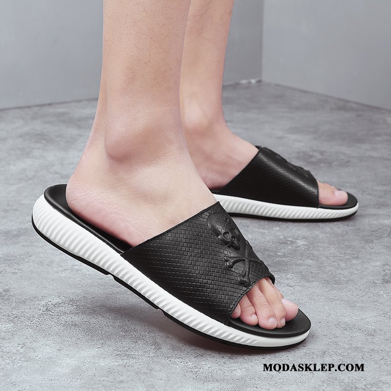 Męskie Kapcie Online Buty Męska Moda Plażowe Duży Rozmiar Czarny