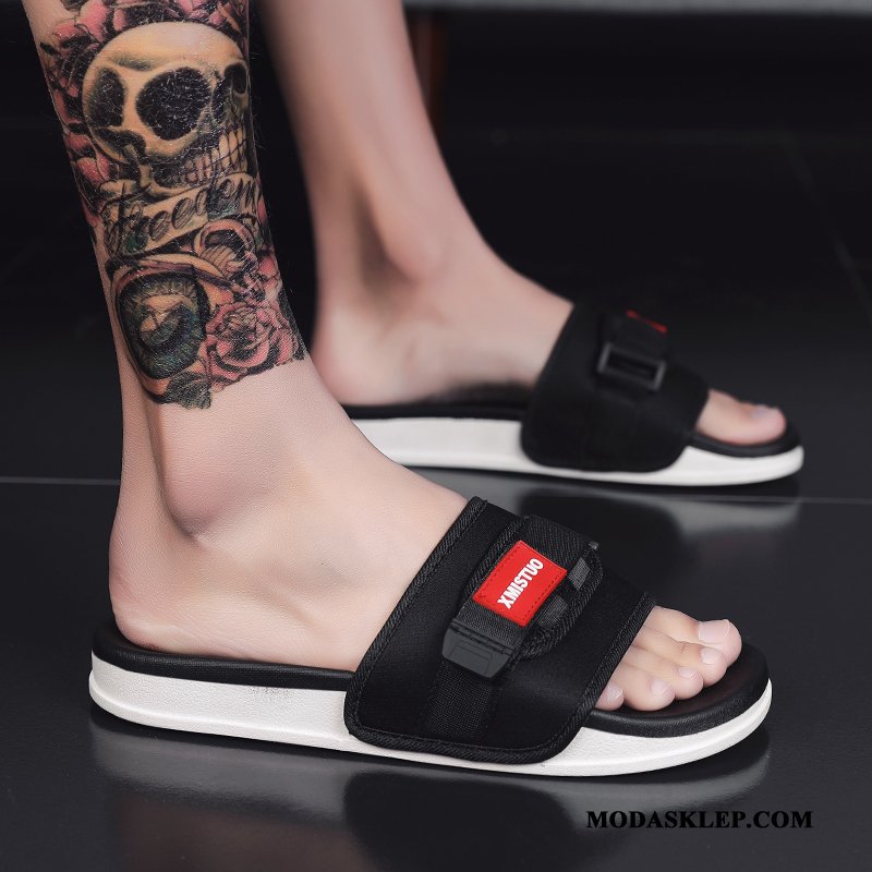 Męskie Kapcie Sklep Buty Antypoślizgowe Lato Plażowe Moda Czarny