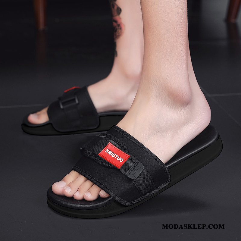 Męskie Kapcie Sklep Buty Antypoślizgowe Lato Plażowe Moda Czarny