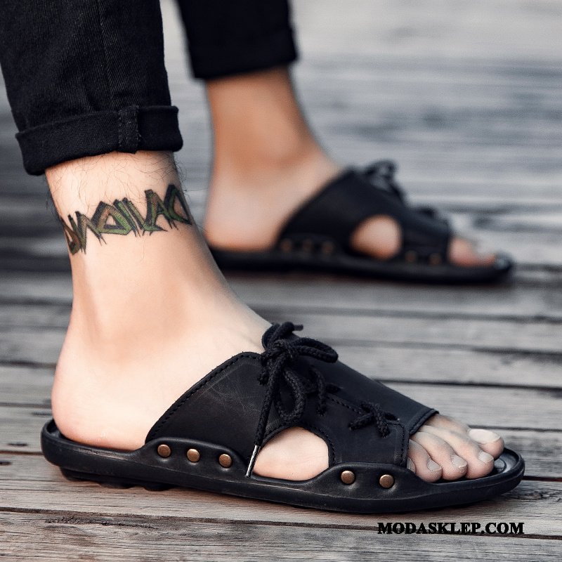 Męskie Kapcie Sklep Tendencja Sandały Outdoor Plażowe Lato Czarny