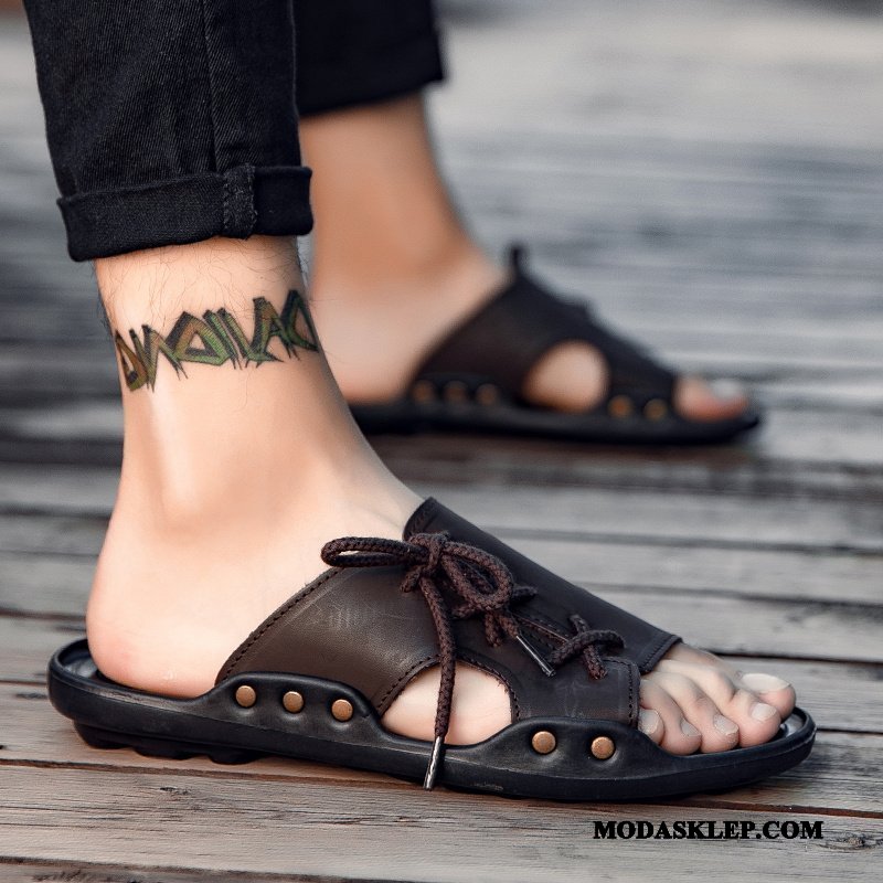 Męskie Kapcie Sklep Tendencja Sandały Outdoor Plażowe Lato Czarny