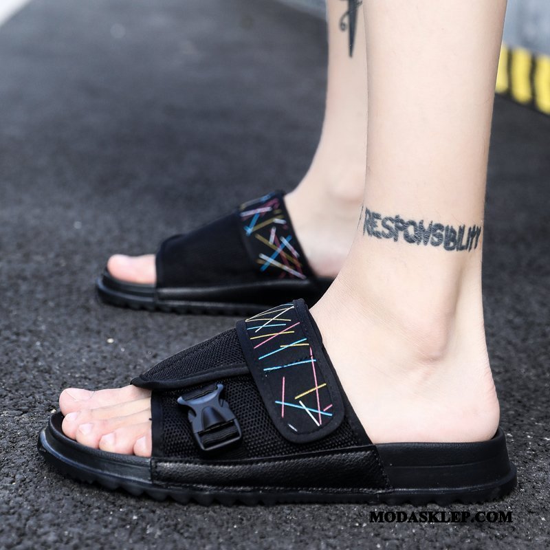 Męskie Kapcie Sprzedam Osobowość Moda 2019 Męska Młodzieżowa Czarny