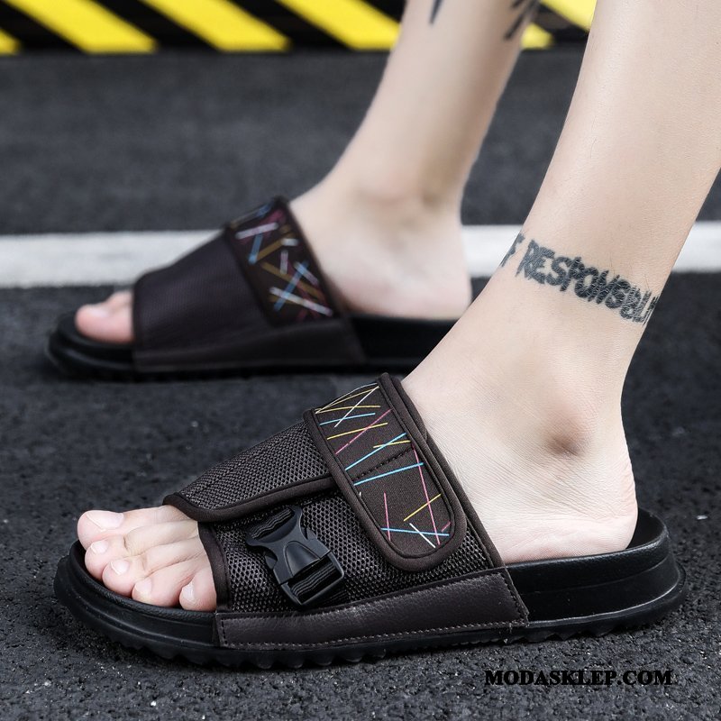 Męskie Kapcie Sprzedam Osobowość Moda 2019 Męska Młodzieżowa Czarny