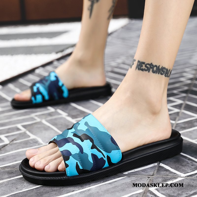 Męskie Kapcie Tanie Miękka Podeszwa Odzież Wierzchnia Moda 2019 Outdoor Kamuflaż Niebieski