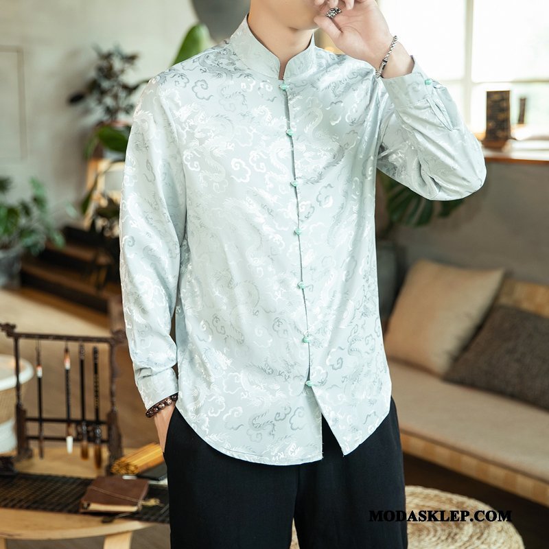 Męskie Koszula Kupię Chiński Styl Vintage Topy Modna Marka Casual Czerwony