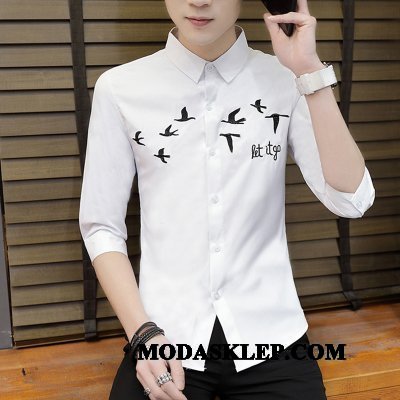 Męskie Koszula Kupię Szycie Krótki Rękaw Slim Fit Pół Rękaw Tendencja Niebieski