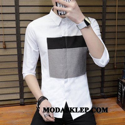 Męskie Koszula Kupię Szycie Krótki Rękaw Slim Fit Pół Rękaw Tendencja Niebieski
