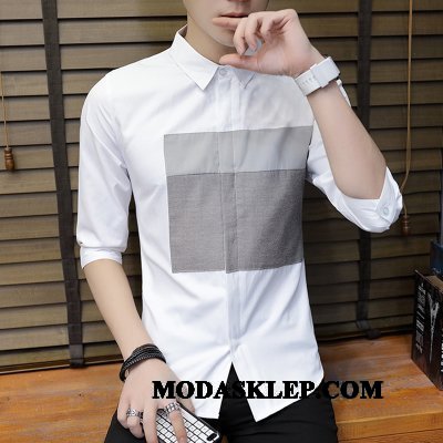 Męskie Koszula Kupię Szycie Krótki Rękaw Slim Fit Pół Rękaw Tendencja Niebieski