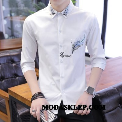 Męskie Koszula Kupię Szycie Krótki Rękaw Slim Fit Pół Rękaw Tendencja Niebieski