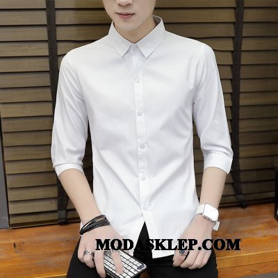 Męskie Koszula Kupię Szycie Krótki Rękaw Slim Fit Pół Rękaw Tendencja Niebieski