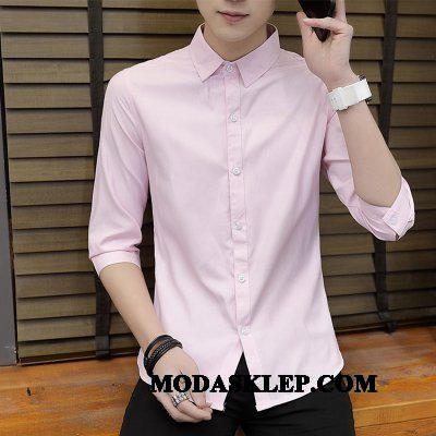 Męskie Koszula Kupię Szycie Krótki Rękaw Slim Fit Pół Rękaw Tendencja Niebieski