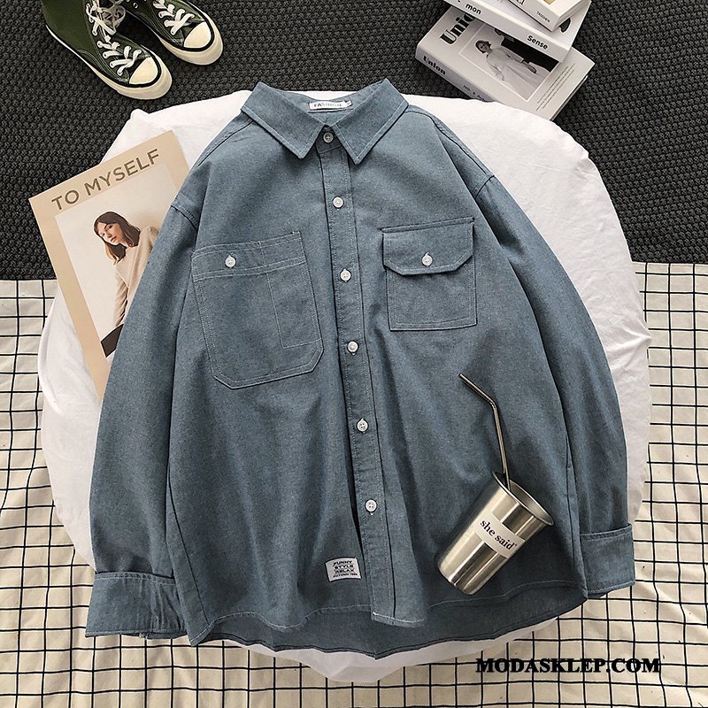 Męskie Koszula Na Sprzedaż Wysoki Denim Piękne Szerokie Męska Granatowy