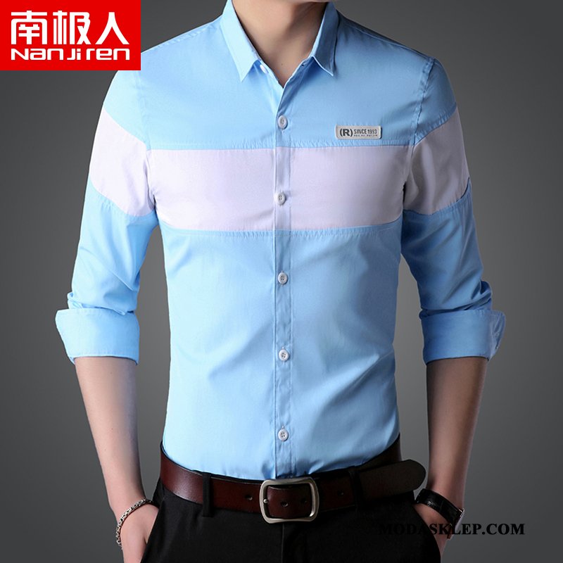Męskie Koszula Online Slim Fit Męska Biznes Tendencja 2019 Ciemno Niebieski