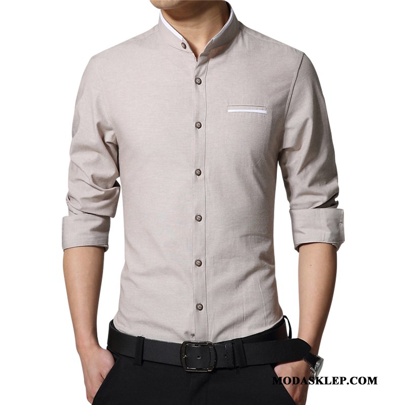 Męskie Koszula Sprzedam Biznes Lato Slim Fit Młodzież Cienkie Niebieski