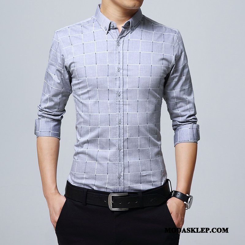 Męskie Koszula Sprzedam Slim Fit Nowy Casual Tendencja Męska Jasny Niebieski