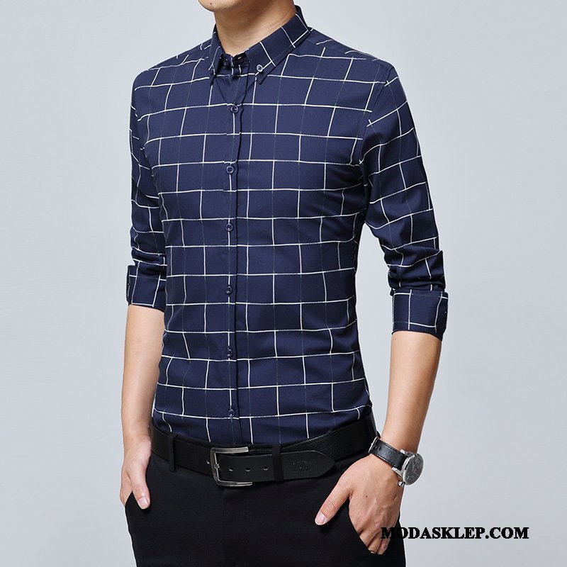 Męskie Koszula Sprzedam Slim Fit Nowy Casual Tendencja Męska Jasny Niebieski