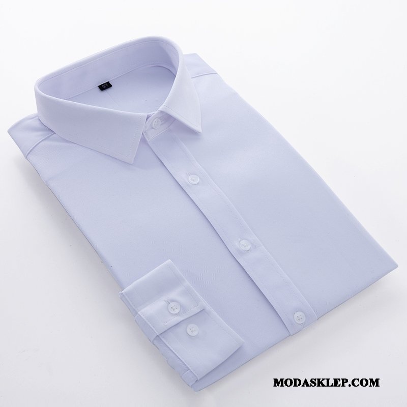 Męskie Koszula Tanie Biznes Jesień 2019 Casual Slim Fit Czysta Fioletowy Biały