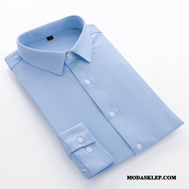 Męskie Koszula Tanie Biznes Jesień 2019 Casual Slim Fit Czysta Fioletowy Biały