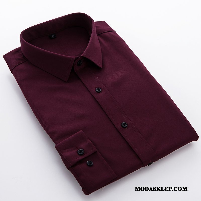 Męskie Koszula Tanie Biznes Jesień 2019 Casual Slim Fit Czysta Fioletowy Biały