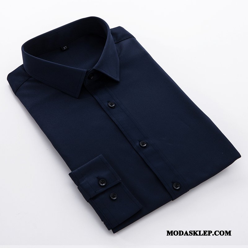 Męskie Koszula Tanie Biznes Jesień 2019 Casual Slim Fit Czysta Fioletowy Biały