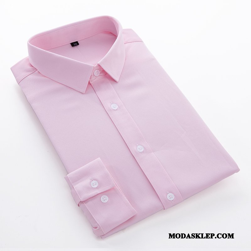 Męskie Koszula Tanie Biznes Jesień 2019 Casual Slim Fit Czysta Fioletowy Biały