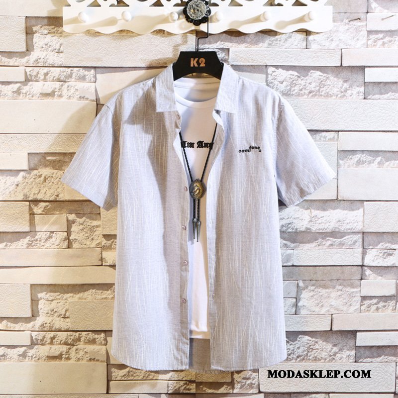 Męskie Koszula Tanie Rękawy Piękny Slim Fit Tendencja Męska Zielony