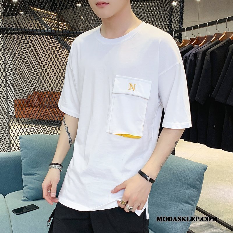 Męskie Koszulki Kup T-shirt Student Slim Fit 2019 Topy Czarny