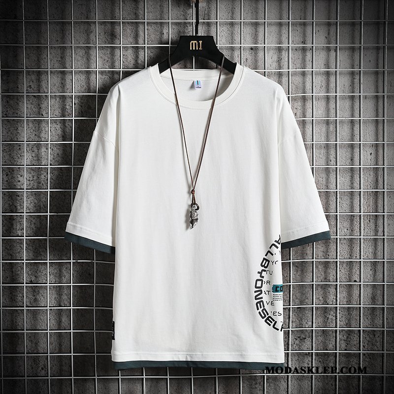Męskie Koszulki Online Tendencja Szerokie Bawełna Moda T-shirt Pomarańczowy