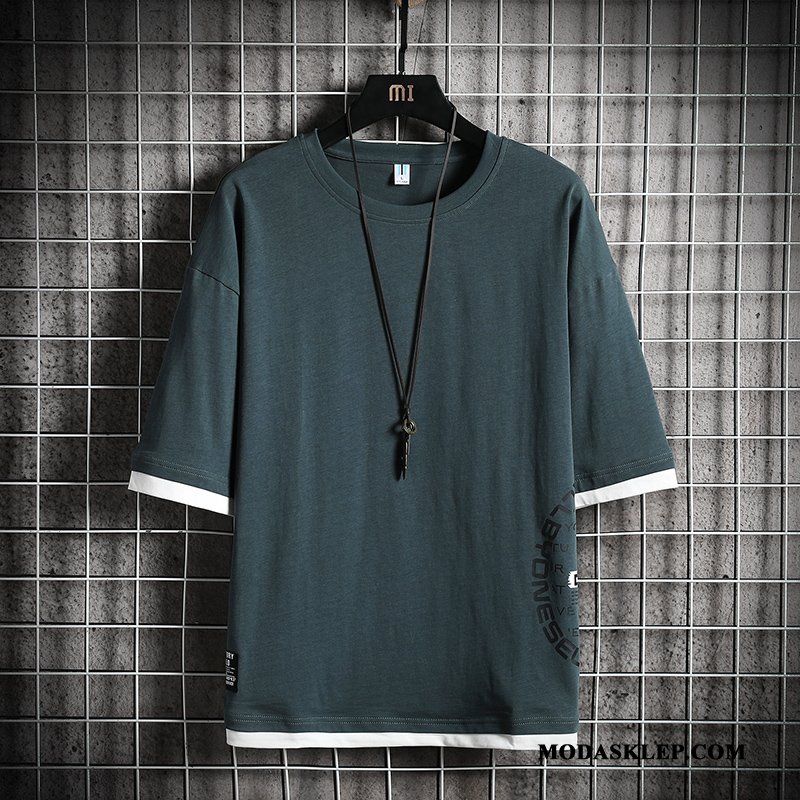 Męskie Koszulki Online Tendencja Szerokie Bawełna Moda T-shirt Pomarańczowy