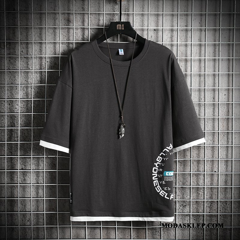 Męskie Koszulki Online Tendencja Szerokie Bawełna Moda T-shirt Pomarańczowy
