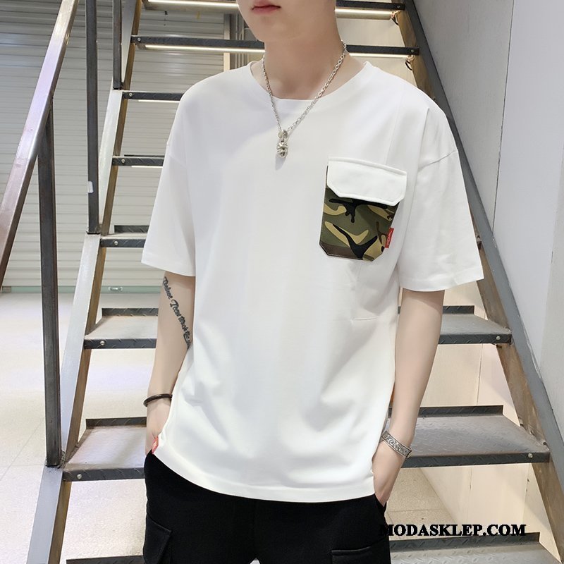 Męskie Koszulki Sprzedam Krótki Rękaw Tendencja Lato Topy Slim Fit Czysta Czarny