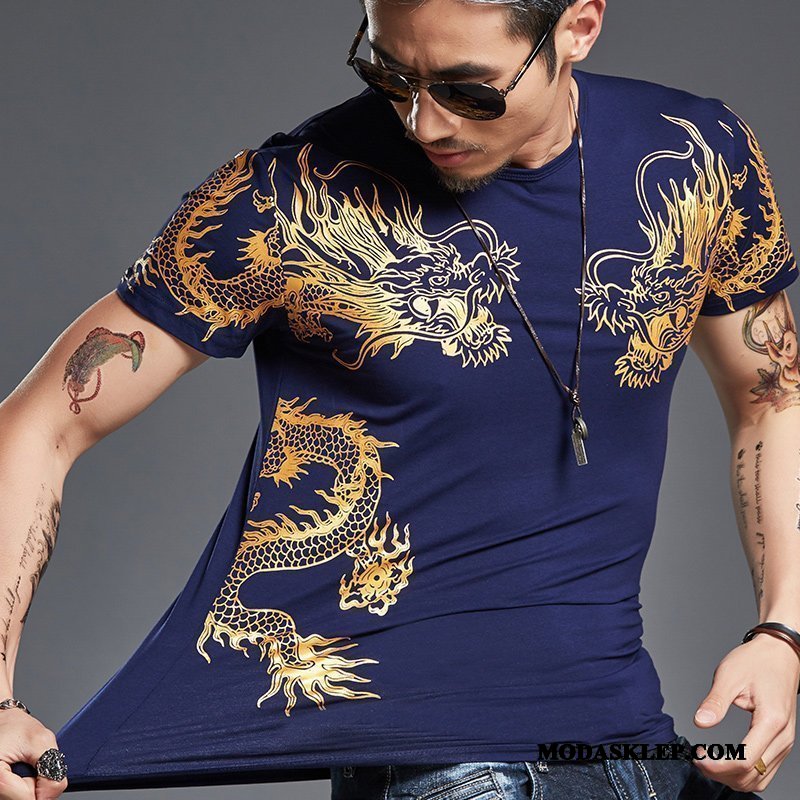 Męskie Koszulki Sprzedam Slim Fit Okrągły Dekolt Tendencja Lato 2019 Czerwony