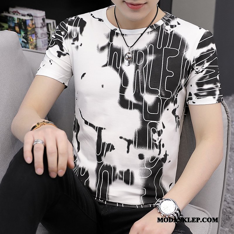Męskie Koszulki Sprzedam Tendencja Krótki Rękaw Slim Fit Okrągły Dekolt Casual Biały