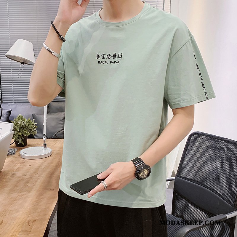 Męskie Koszulki Tanie Casual Nowy T-shirt Krótki Rękaw Szerokie Niebieski