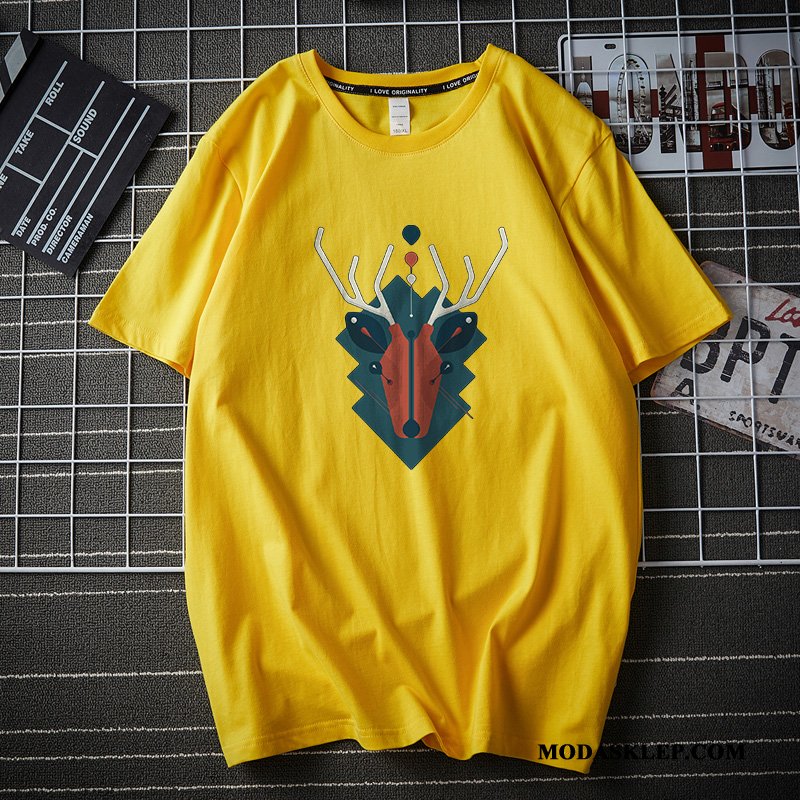 Męskie Koszulki Tanie Lato Krótki Rękaw T-shirt Podkoszulek Młodzież Biały
