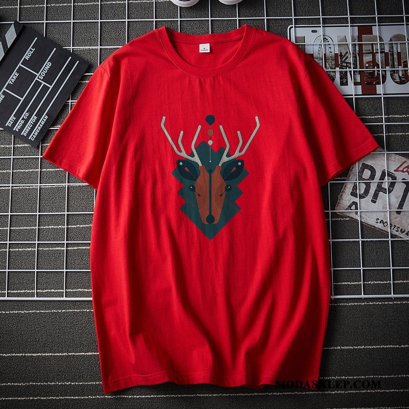 Męskie Koszulki Tanie Lato Krótki Rękaw T-shirt Podkoszulek Młodzież Biały