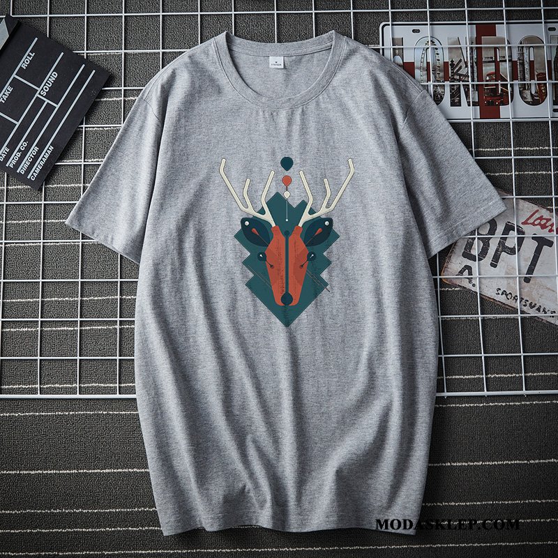 Męskie Koszulki Tanie Lato Krótki Rękaw T-shirt Podkoszulek Młodzież Biały