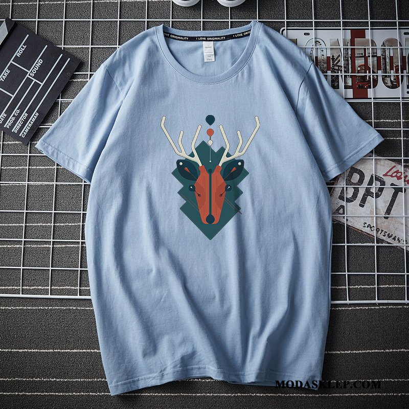 Męskie Koszulki Tanie Lato Krótki Rękaw T-shirt Podkoszulek Młodzież Biały
