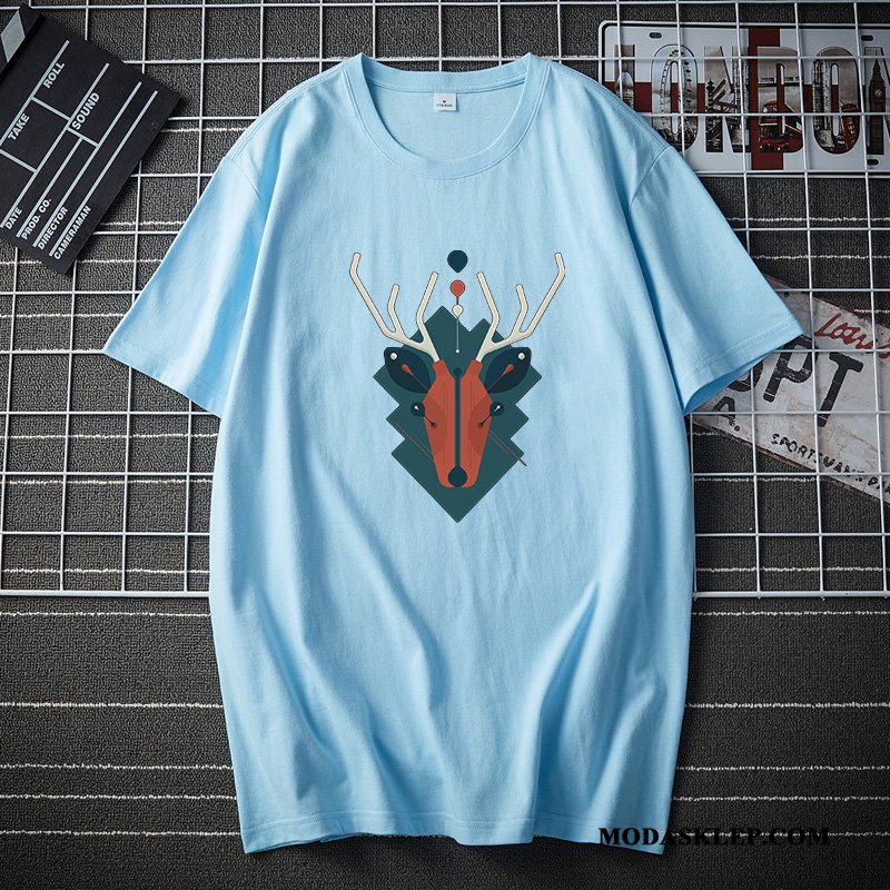 Męskie Koszulki Tanie Lato Krótki Rękaw T-shirt Podkoszulek Młodzież Biały