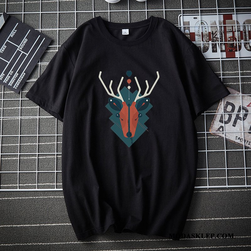 Męskie Koszulki Tanie Lato Krótki Rękaw T-shirt Podkoszulek Młodzież Biały