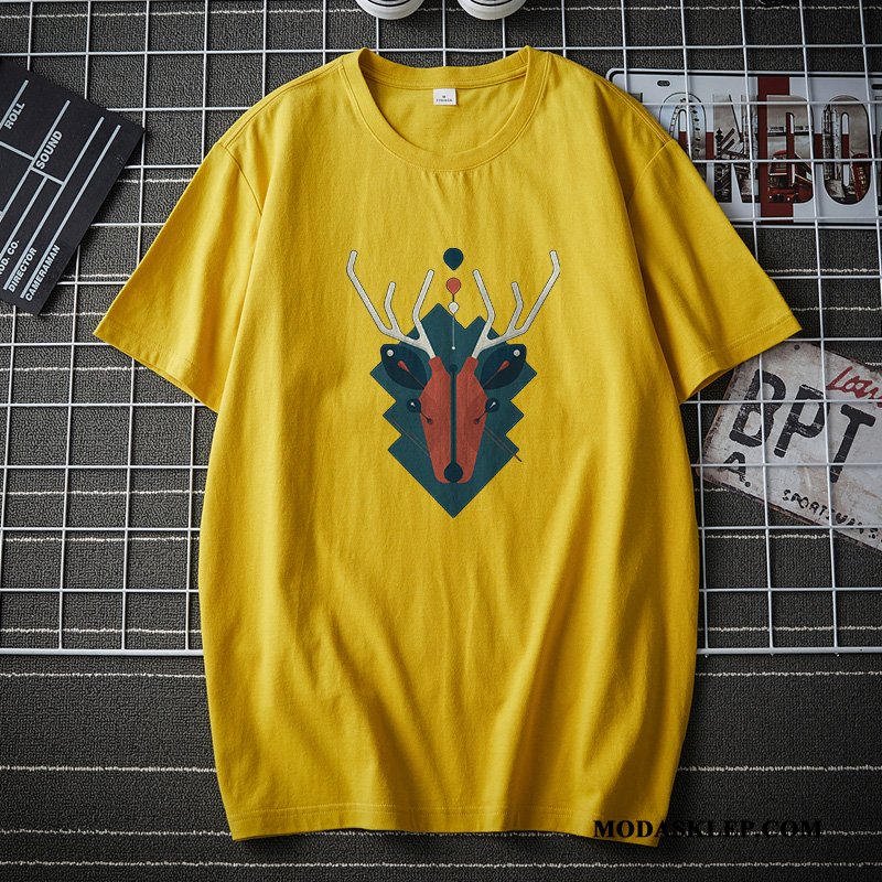 Męskie Koszulki Tanie Lato Krótki Rękaw T-shirt Podkoszulek Młodzież Biały