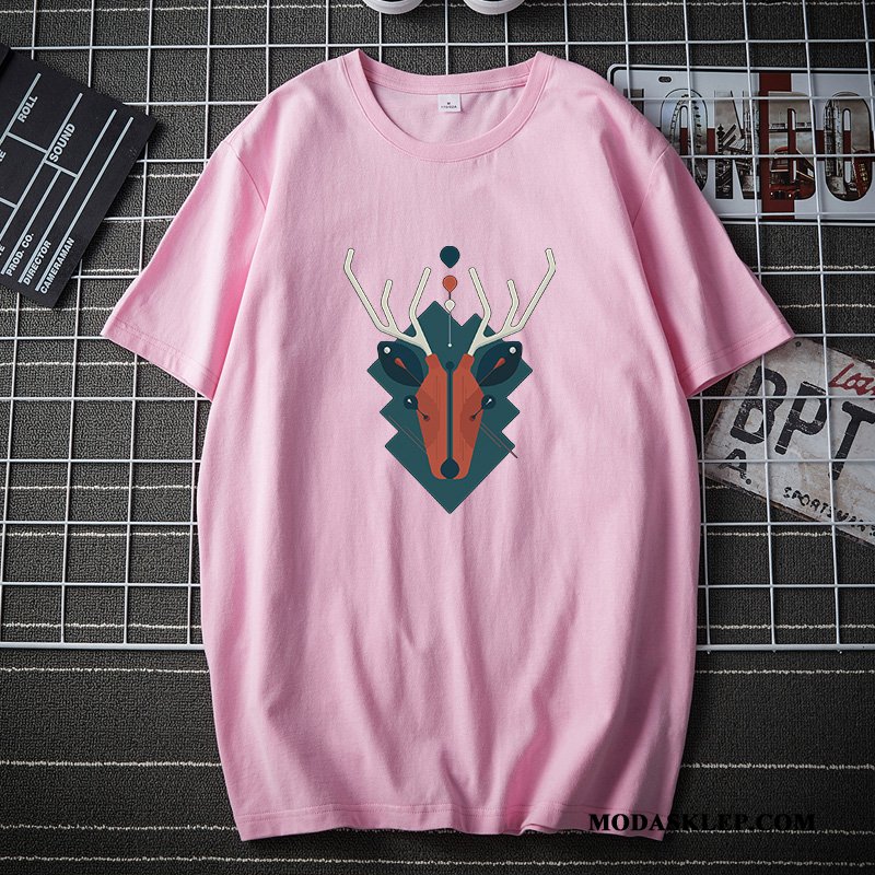Męskie Koszulki Tanie Lato Krótki Rękaw T-shirt Podkoszulek Młodzież Biały