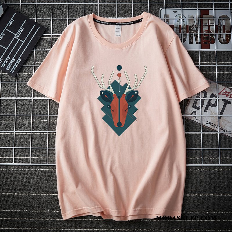 Męskie Koszulki Tanie Lato Krótki Rękaw T-shirt Podkoszulek Młodzież Biały