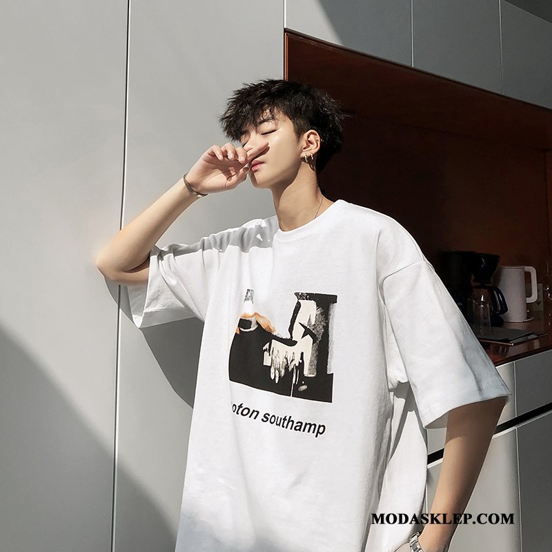 Męskie Koszulki Tanie Półrękaw T-shirt Student Krótki Rękaw Nowy Karmel