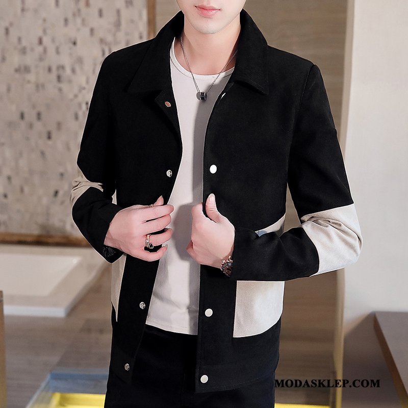 Męskie Kurtki Dyskont Slim Fit Casual Tendencja Męska Piękny Czarny